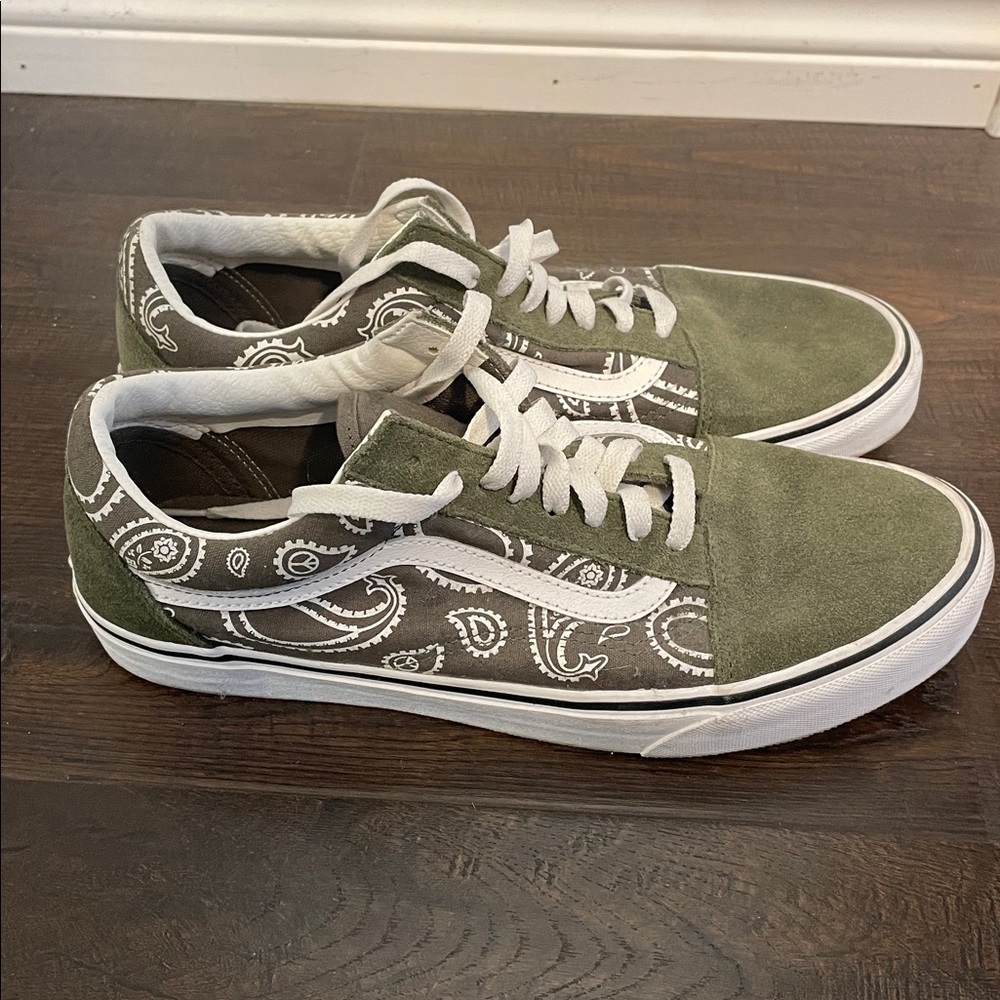 Vans Old Skool Olive Green Paisley Sneakers